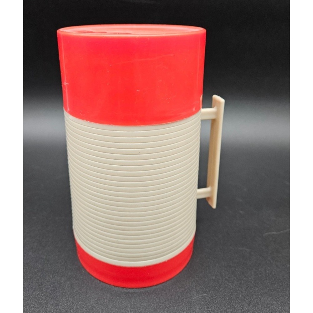 Aladdin Hy-Lo Thermos Bottle Red Cream Handle Vintage‎ Insulated